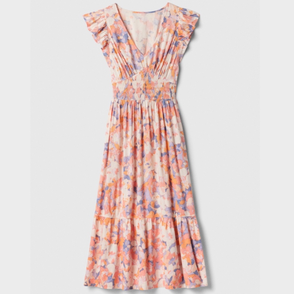 **NWT** GAP Factory V-Neck Flutter Sleeve Midi Dress, Size Large